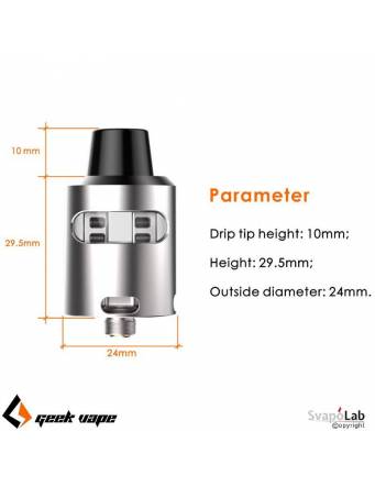 Geekvape TSUNAMI 24 RDA Glass Window - dimensioni