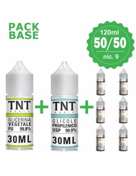 TNT Vape – pack BASE Neutra 50/50, 120ml-nic.9 (1 VG30 + 1 PG30 + 6 Basi10ml/18nic)