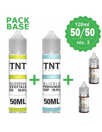 TNT Vape – pack BASE Neutra 50/50, 120ml-nic.3 (1 VG50 + 1 PG50 + 2 Basi10ml/18nic)