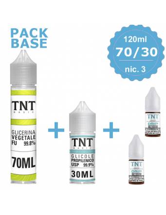 TNT Vape – pack BASE Neutra 70/30, 120ml-nic.3 (1 VG70 + 1 PG30 + 2 Basi10ml/18nic)