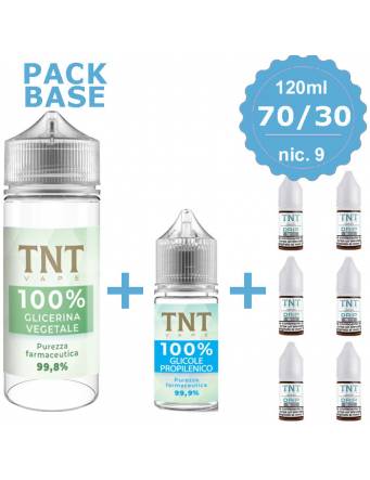 TNT Vape – pack BASE Neutra 70/30, 120ml-nic.9 (1 VG45 + 1 PG15 + 6 Basi10ml/18nic)