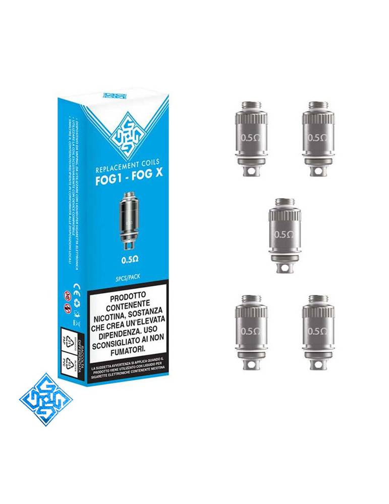 Glowell FOGX-FOG1 coil 0,5ohm/15-25W (5 pz) MTL/RDTL per FOGX e FOG 1